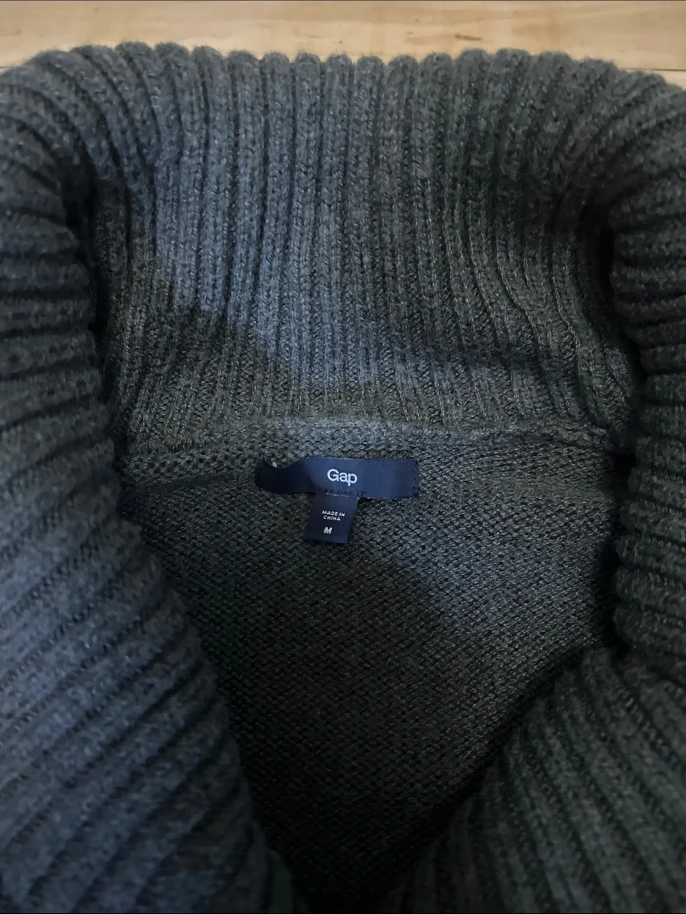 GAP Women's Charcoal Cowlneck-Collar Zip Sweater